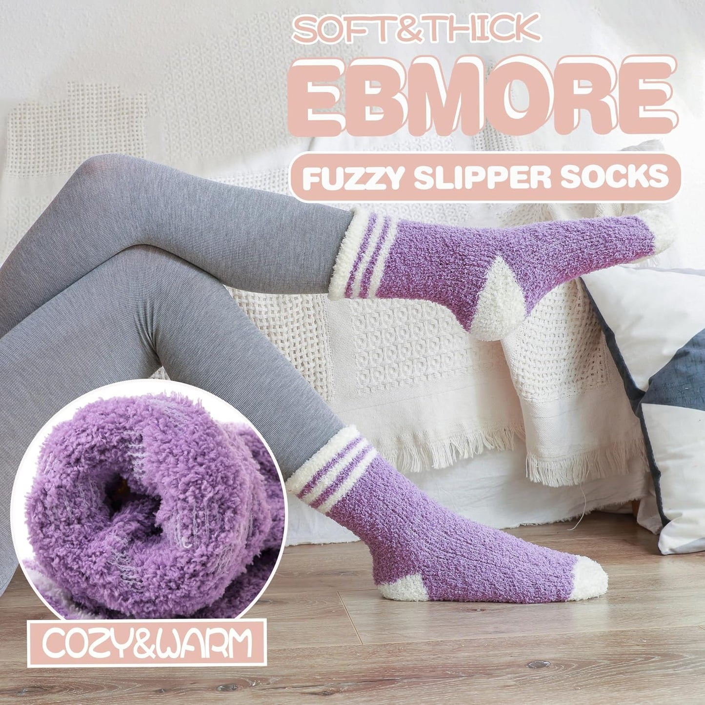 EBMORE Womens Fuzzy Socks Slipper Fluffy Cozy Comfy Cabin Plush Warm Winter Sleep Home Soft Socks