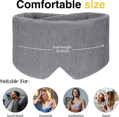 FRESHME Weighted Eye Mask for Sleeping - Gray Blackout (0.7lb/11oz) Cotton Heavy Weighted Eye Pillow for Men Women, Oversize Large Soft Sleep Face Eyes Cover with Nose Pad for Sidesleeper