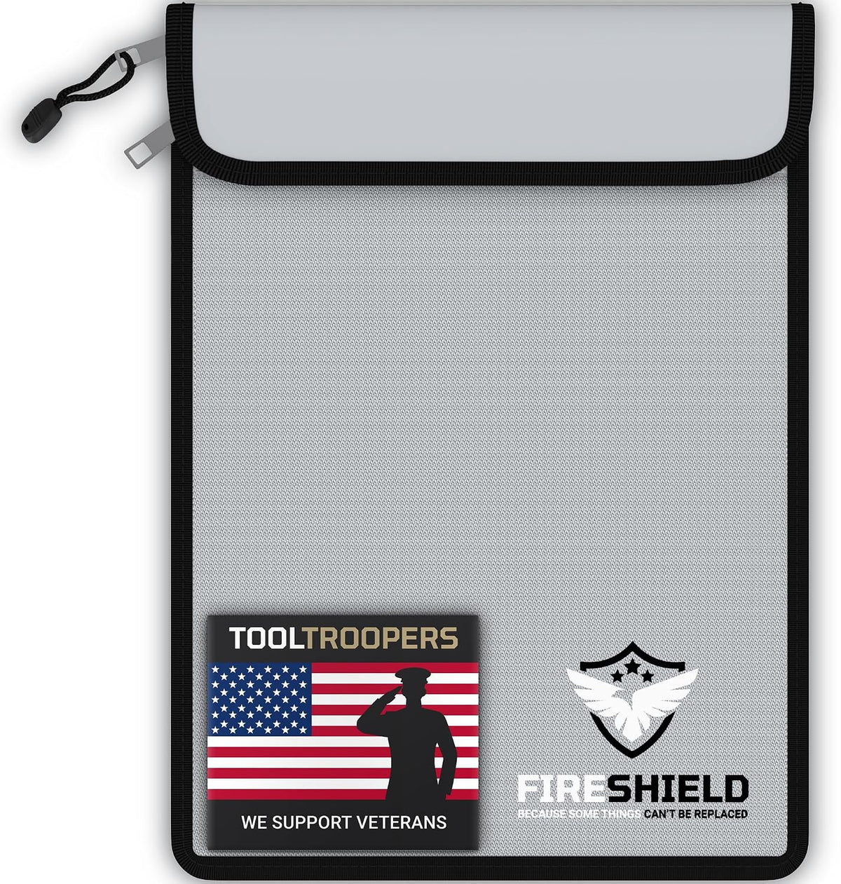 FIRESHIELD PRO Upgraded 2000°F Fireproof Document Bag w/ Dual Pockets – Fire & Waterproof Money Pouch for Cash – Safe Storage for Family Photos, Jewelry, Passport & Important Documents – 15" x 11"
