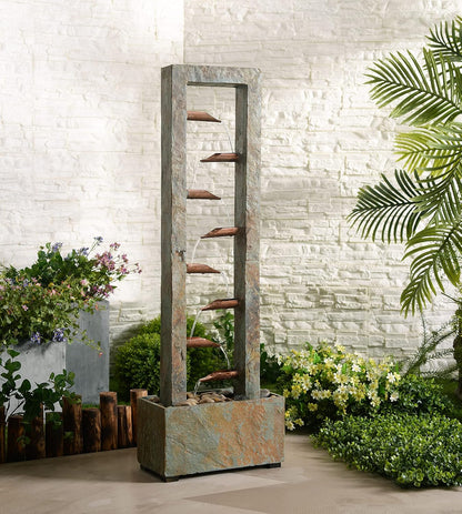 Kenroy Home Spillway Rustic Indoor Table Fountain, Slate and Copper, 19 Inch Height, 10 Inch Width, 6 Inch Depth