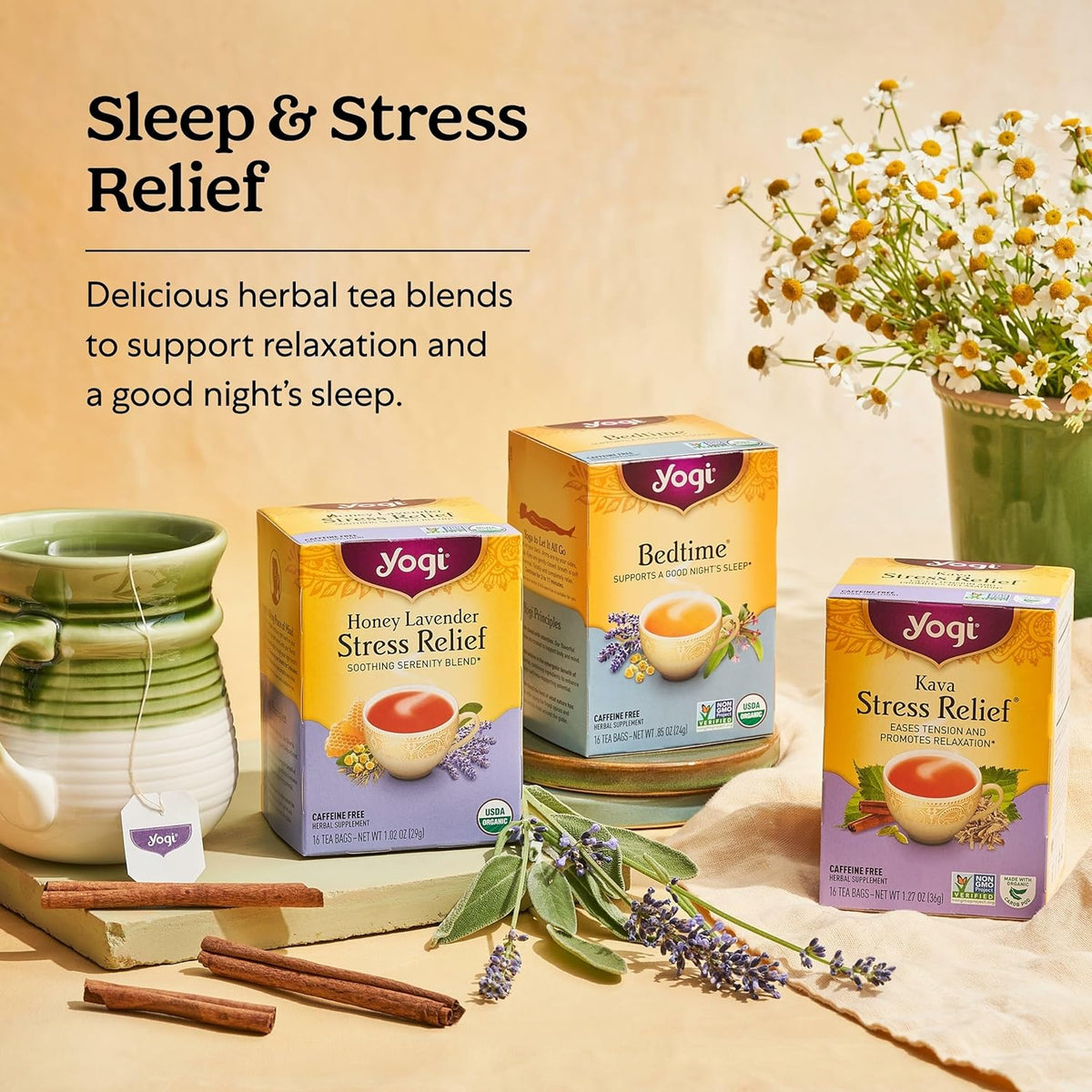 Yogi Kava Stress Relief Organic Tea, 16 Tea Bags (6 Pack)