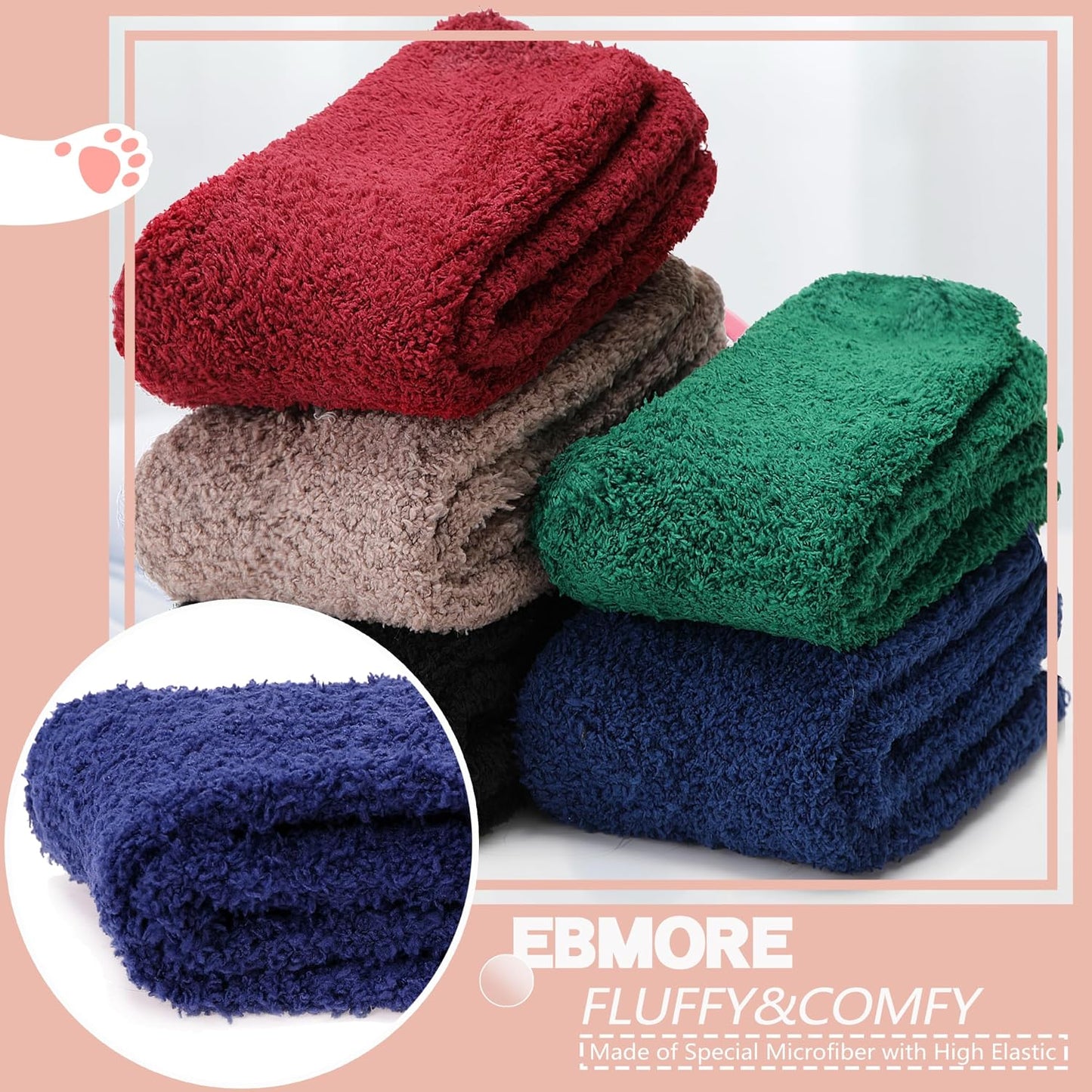 EBMORE Womens Fuzzy Socks Slipper Fluffy Cozy Comfy Cabin Plush Warm Winter Sleep Home Soft Socks