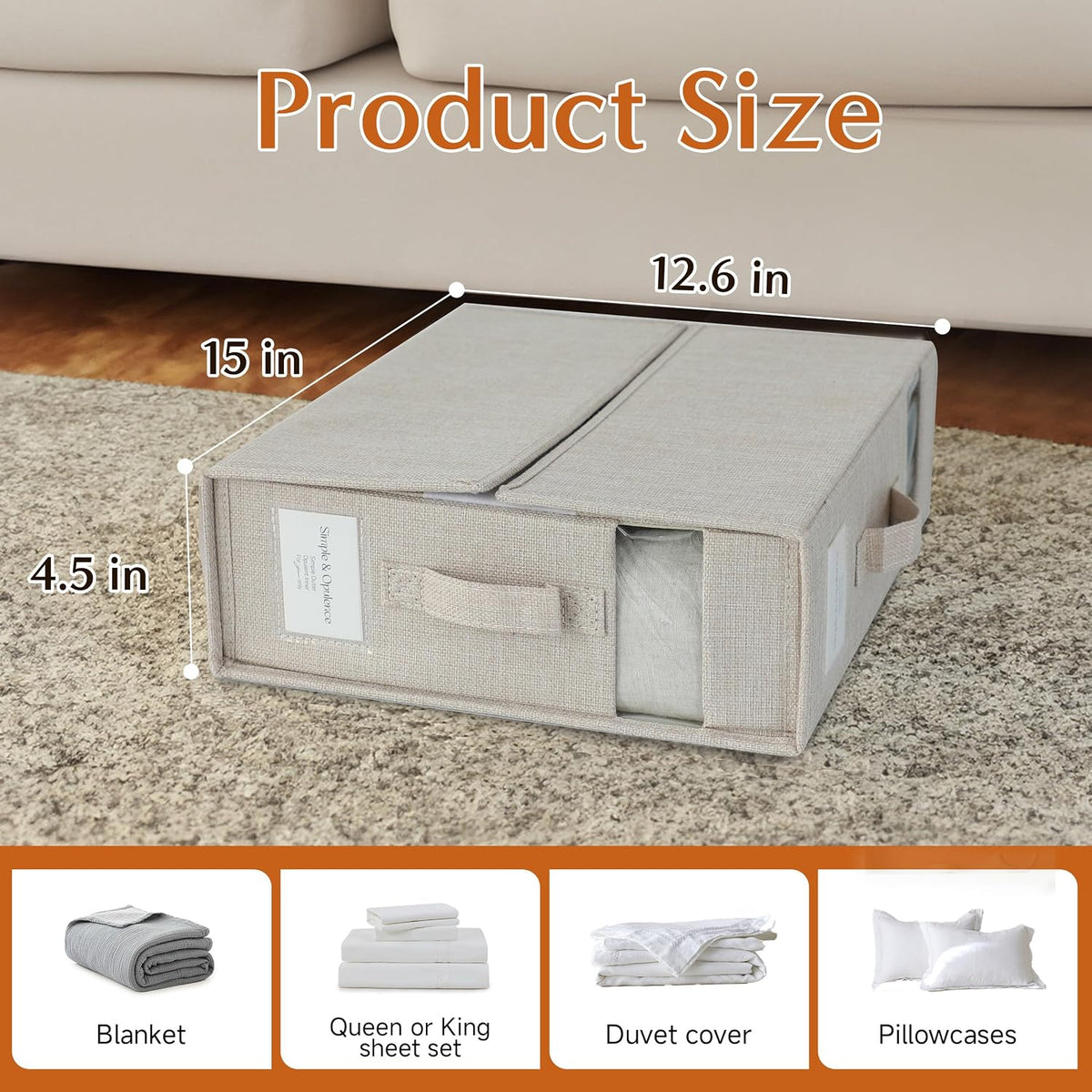Simple&Opulence 2 Pack Bed Sheet Organizers and Storage (Queen & King Size), Foldable Sheet Set Organizer for Linen Closet, Folding Bedding Storage Box for Bedsheet Duvet Cover, Linen