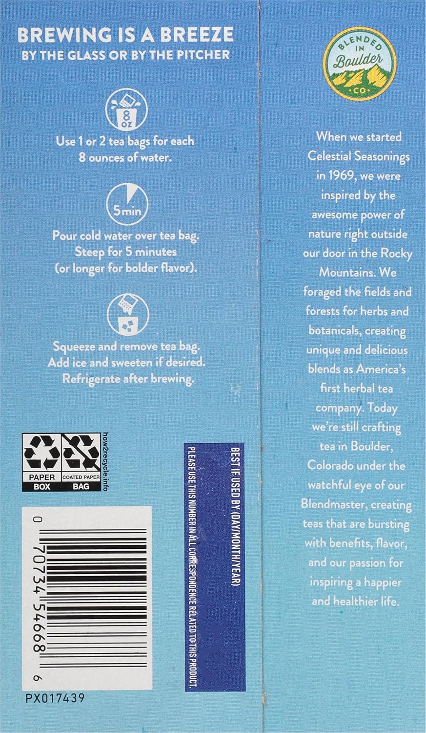 Celestial Seasonings Cold Brew Raspberry Black Iced Tea 18 Tea Bags