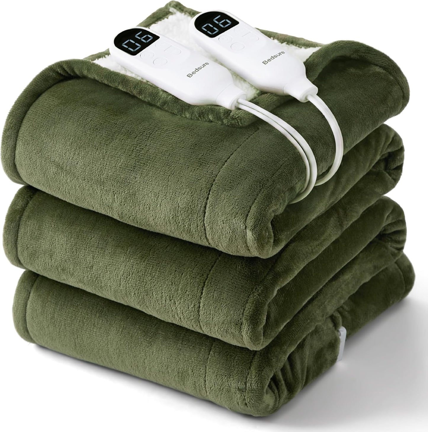 Bedsure Heated Blanket Throw Blanket with Preheat Function - Fast Heating Electric Blanket, Soft Flannel Throw with 6 Time Settings(Up to 10H), 6 Heating Settings, Gifts for Grandma (50"x60", Cream)
