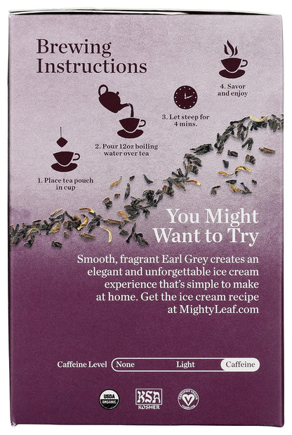 Mighty Leaf Tea Organic Earl Grey Hand-Stitched Tea Bags, 15 ct