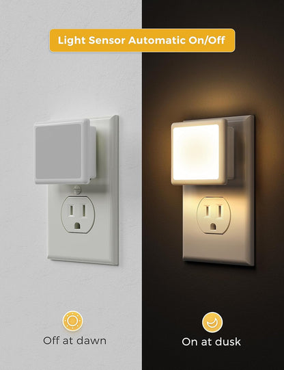 L LOHAS LED Night Lights Plug into Wall,[6-Pack] Plug in Night Light,Dusk to Dawn Sensor, 1800K Amber Light,0.3W Bright Nightlight Auto-On/Off for Adults Bedroom Bathroom Hallway Halloween