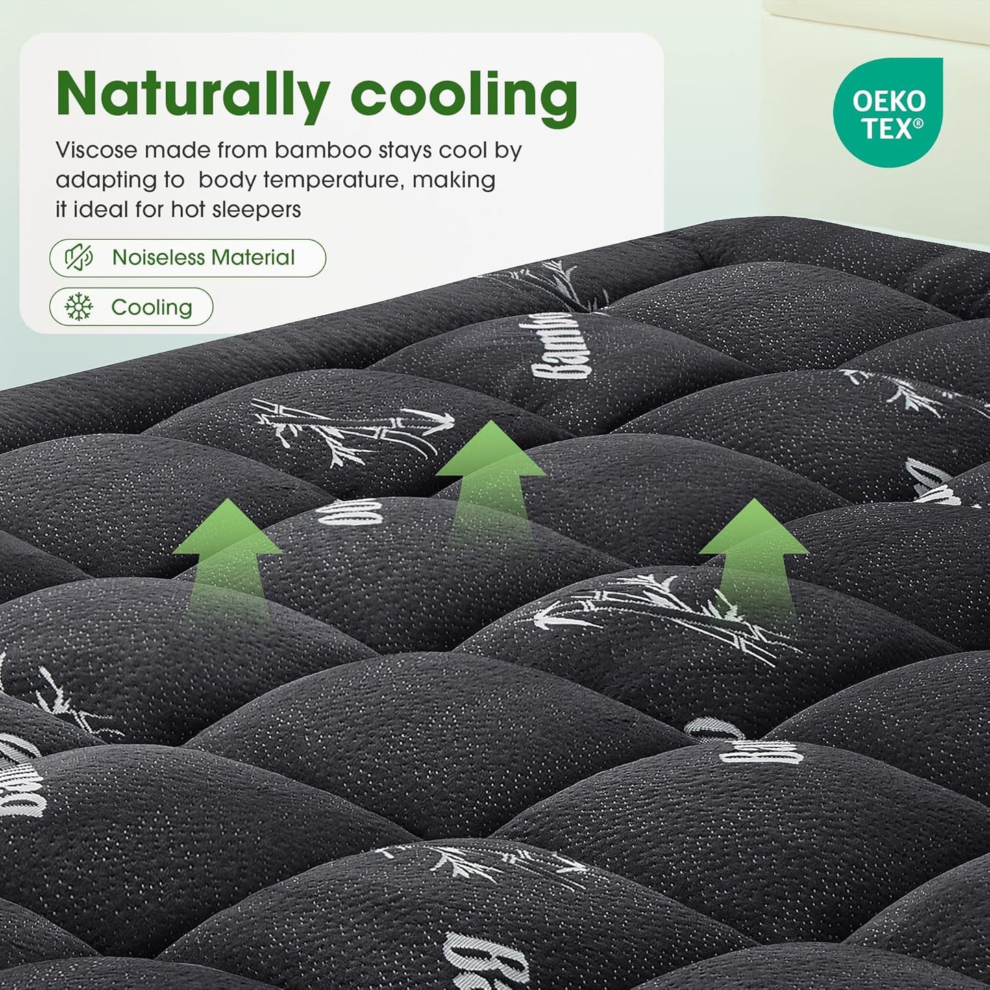 Mattress Pad Queen Size, Cooling Pillow Top Mattress Topper, Ultra Soft Viscose Made from Bamboo, Breathable for Hot Sleepers, Deep Pocket 8"-20", Green