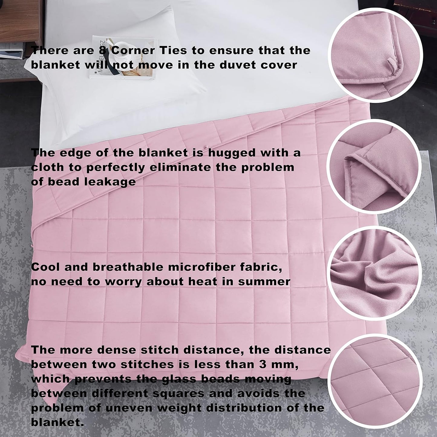 L'AGRATY Weighted Lap Pad 7lb: Small Weighted Blanket for Adults - Cooling Portable Travel Blanket for Relaxation Sleeping - Washable All-Season (29" x 24")