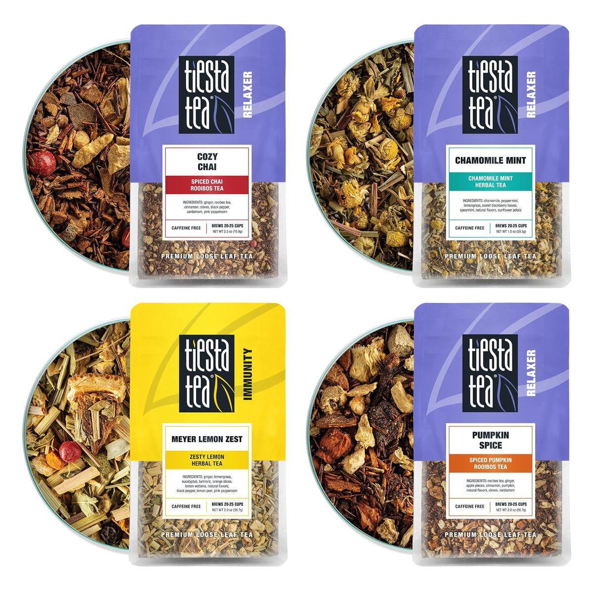 Tiesta Tea Fall Medley Dry Flight Set – Assorted Herbal, Black, Chai