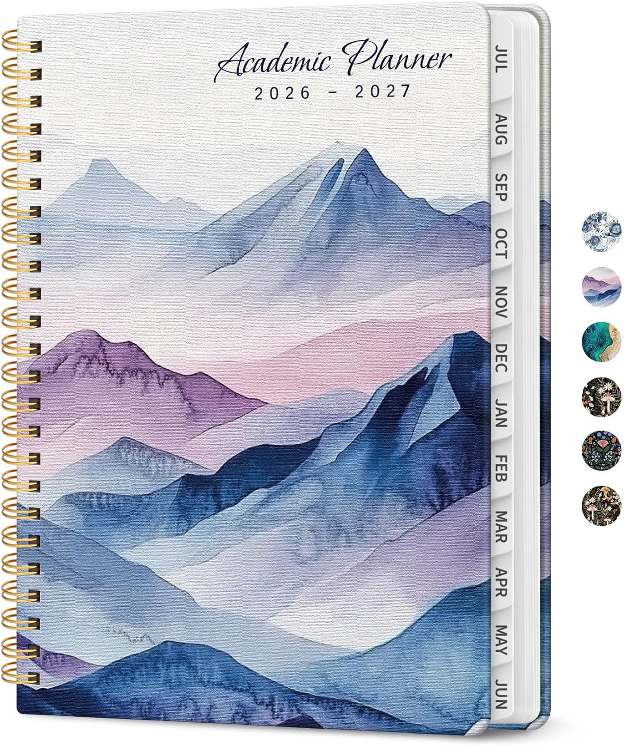 Planner 2026-2027, Academic Monthly and Weekly Calendar Planner for Women, July 2026 - June 2027, Hardcover Pretty Agenda Planner Book with Tabs, Spiral Daily Organizer for School Office Home Supplies, 6.3" x 8.5" - Blue Floral