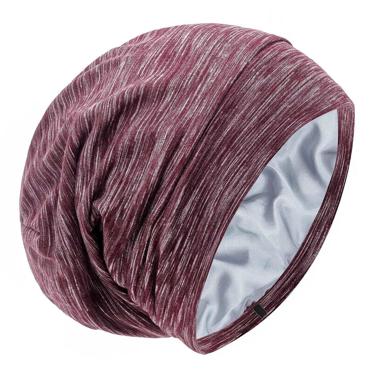 Silk Satin Lined Bonnet Sleep Cap - Adjustable Stay on All Night Hair Wrap Cover Slouchy Beanie for Curly Protection Women and Men Solid Black