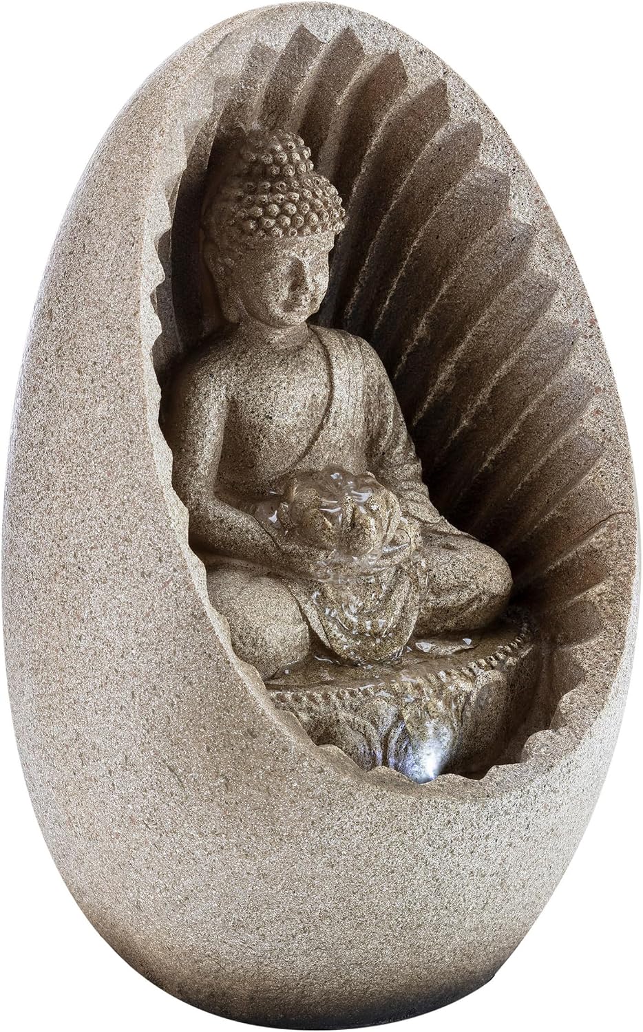 Alpine Corporation WIN1138 13" Indoor Tabletop Tiering Bowls Water Fountain with LED Lights – Cascading Water Feature for Home, Office, Meditation, and Relaxation, Dark Gray