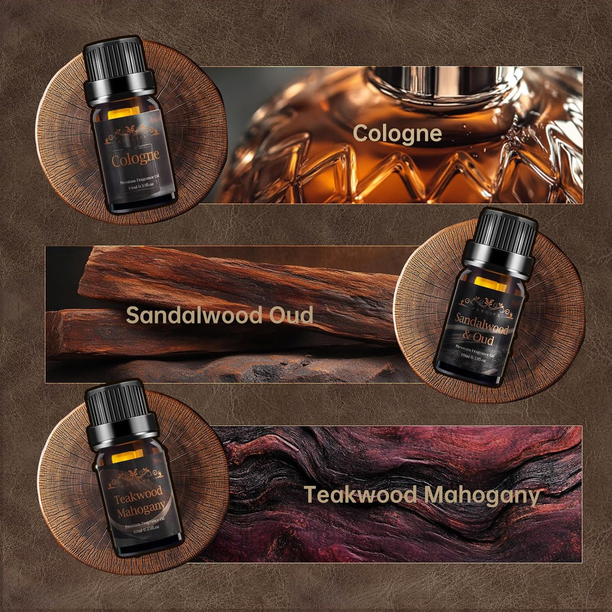 Auelife Men Essential Oils Set for Diffusers for Home, 6x10ml Scented Oil