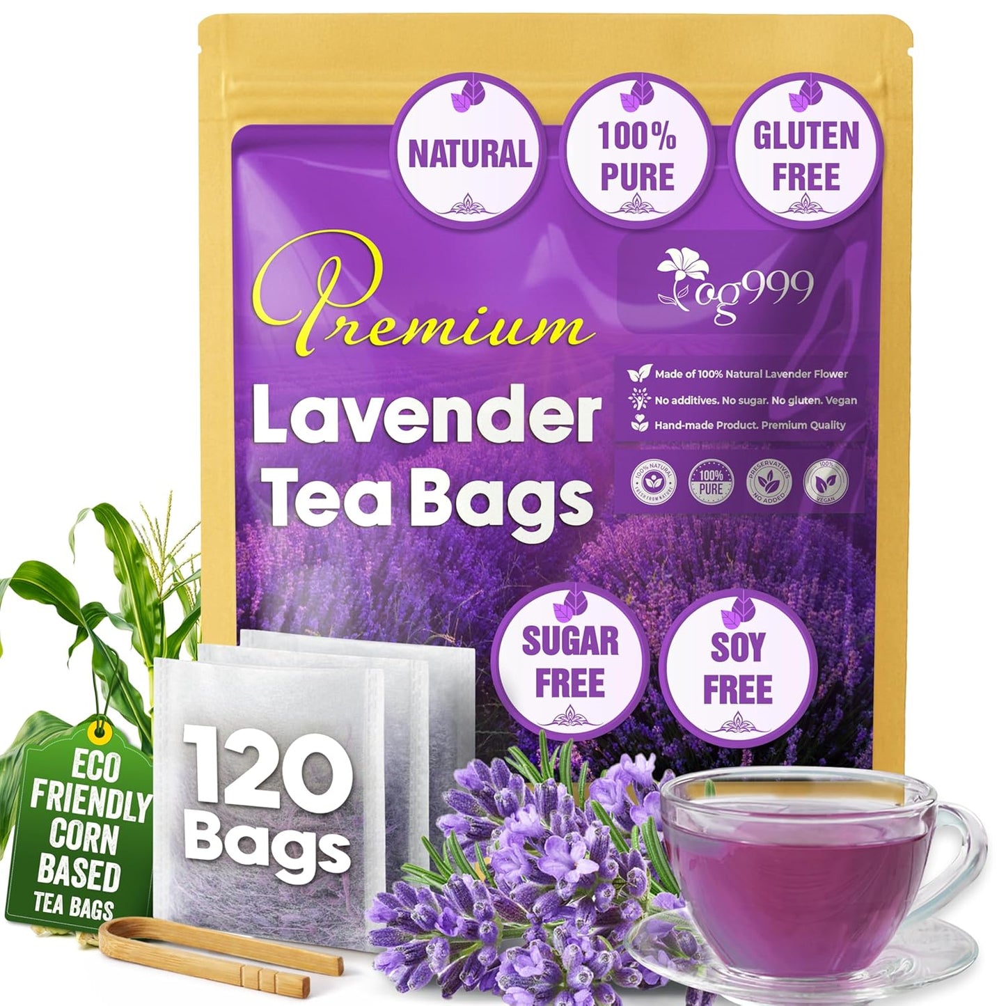 120 Bags Premium Turmeric Ginger Cinnamon Tea, Improve Digestion, Support Brain, Weight, Skin and Sleep, Eco-Conscious Tea Bags and Premium Natural Ingredients. Turmeric Ginger Herbal Tea. No Sugar, No Caffeine, No Gluten, Vegan.