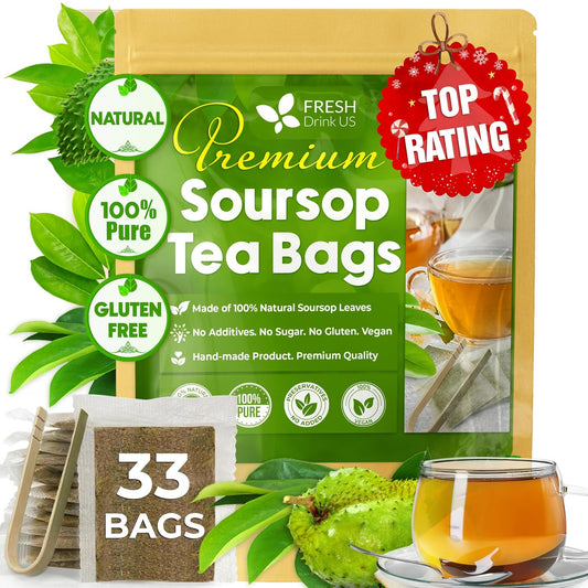 FreshDrinkUS, Premium Soursop Leaf Tea, 33 Count, Pure, Caffeine Free