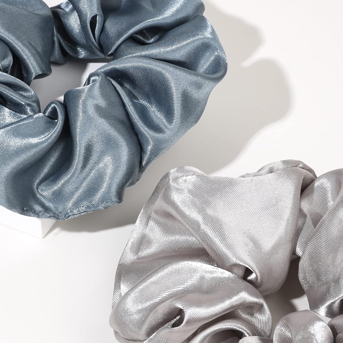 16 Pcs Scrunchies for Women - Black Satin Silk Scrunchies for Girls Hair Ties Elastics Bands Ponytail Holder Hair Accessories