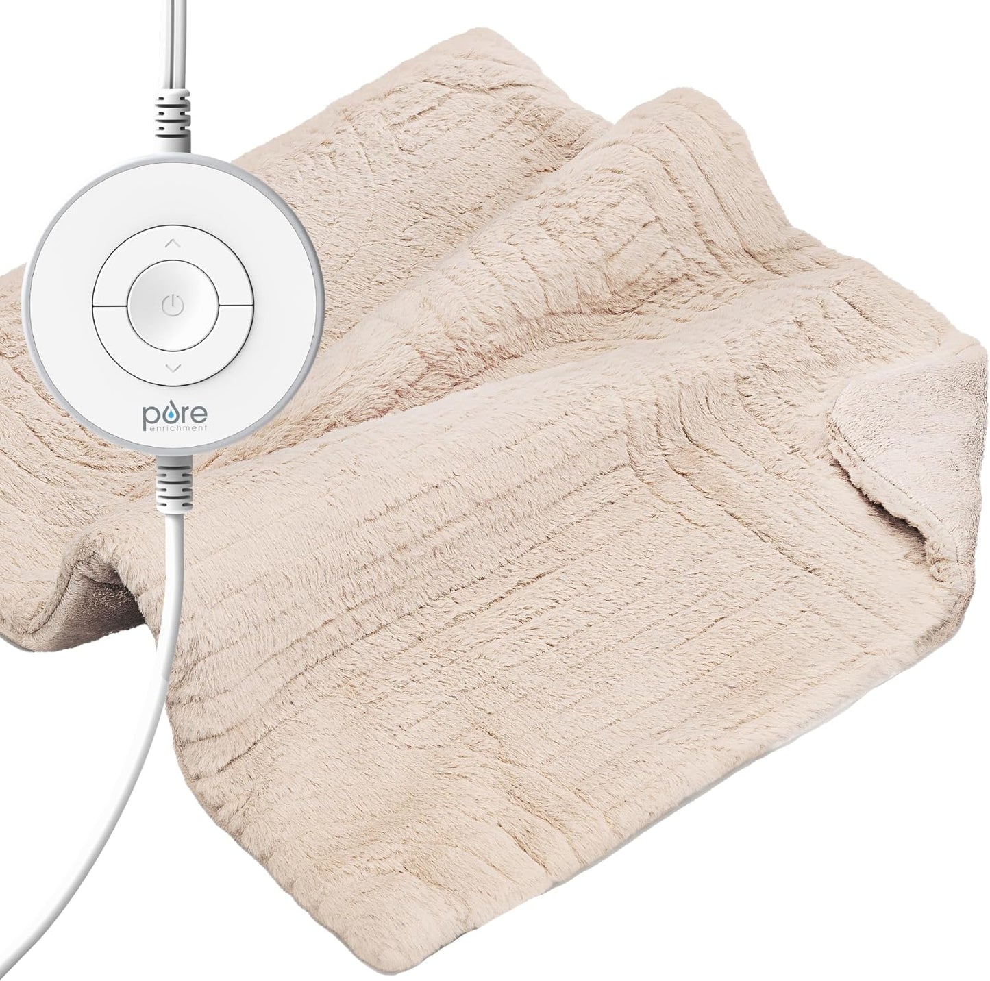 Pure Enrichment PureRadiance Luxury Heating Pad for Cramps, Back, Neck, & Shoulder Pain Relief, Patented Design, Soft Faux Fur & Micromink, 6 Heat Settings, Machine Washable, 12”x24” (Golden Sands)