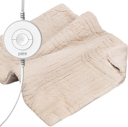 Pure Enrichment PureRadiance Luxury Heating Pad for Cramps, Back, Neck, & Shoulder Pain Relief, Patented Design, Soft Faux Fur & Micromink, 6 Heat Settings, Machine Washable, 12”x24” (Golden Sands)