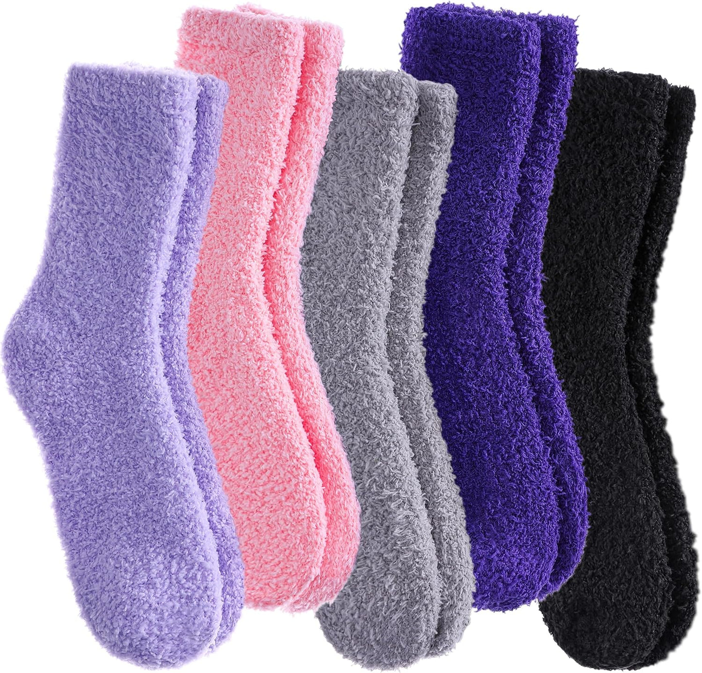 SDBING Fuzzy Socks for Women Soft Fluffy Home Sleeping Socks Cozy Warm Slipper Socks 6 or 5 Pairs