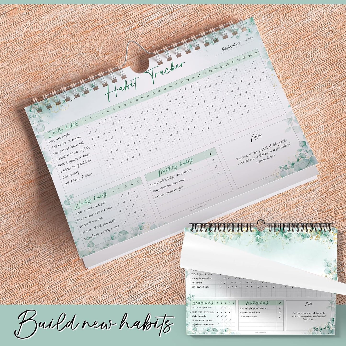 Habit Tracker Calendar – Daily, Weekly & Monthly Habit & Goal Tracker, Wire-Bound Planner with Colorful Design, Premium 250gsm Paper | A5 (Rainbow)