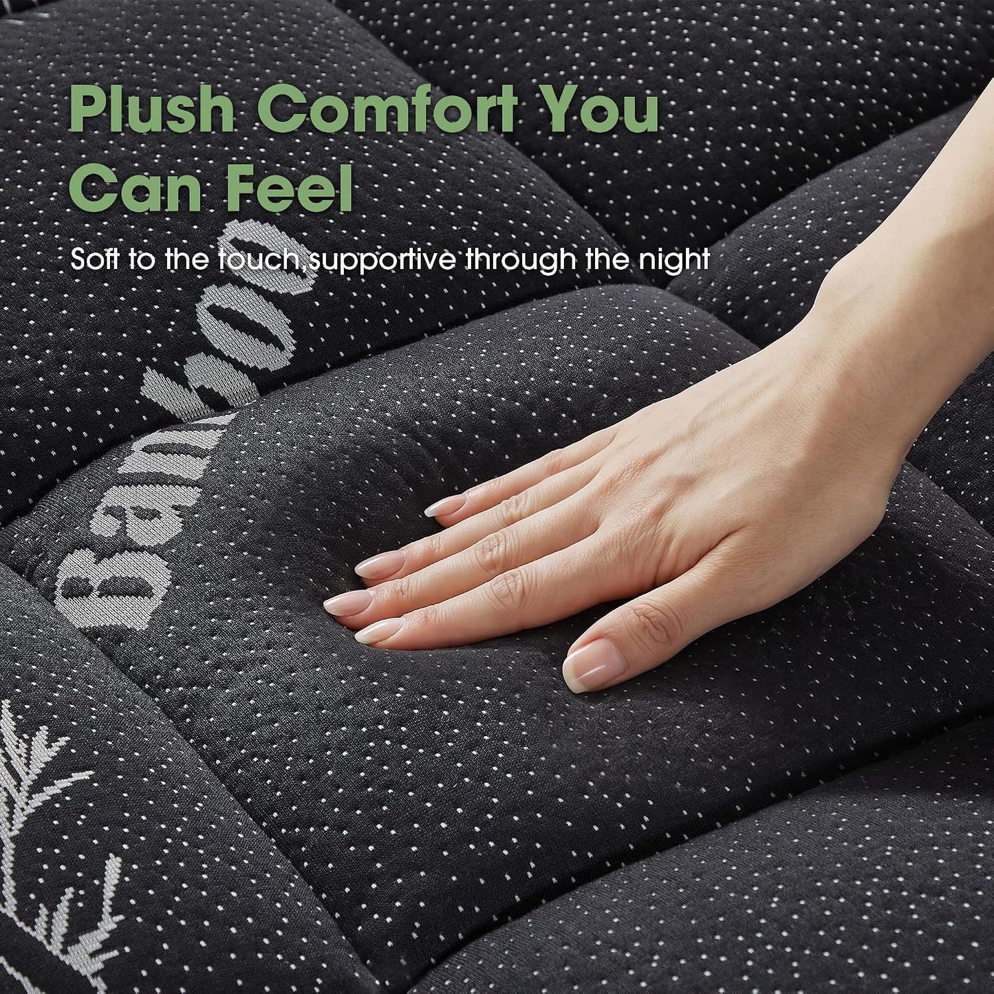 Mattress Pad Queen Size, Cooling Pillow Top Mattress Topper, Ultra Soft Viscose Made from Bamboo, Breathable for Hot Sleepers, Deep Pocket 8"-20", Green