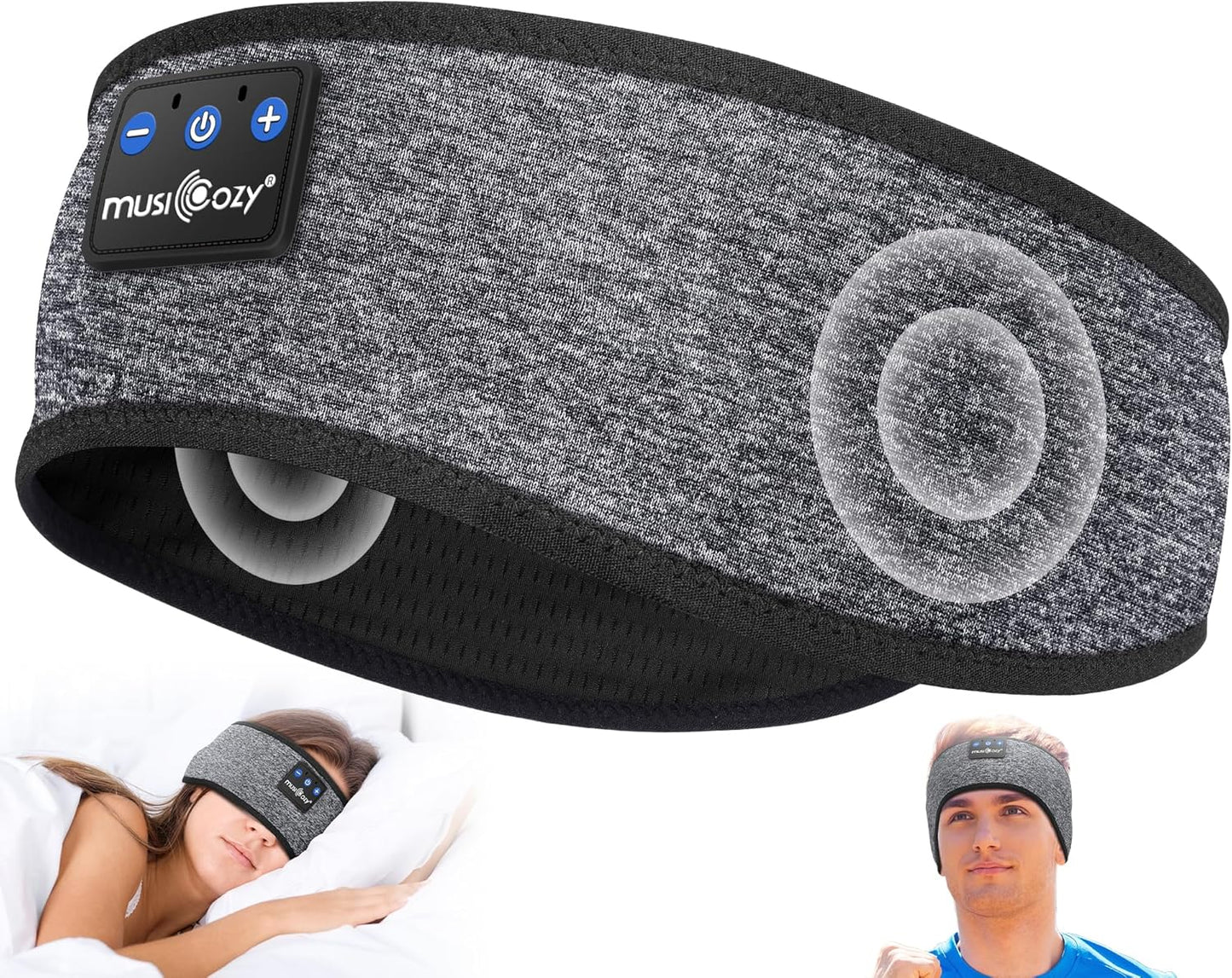 MUSICOZY Sleep Headphones Bluetooth 5.4 Headband, Wireless Earphones Music Sleep Earbuds Sleeping Eye Mask with HD Stereo Speakers for Workout Running Travel Yoga, Ideal Gifts for Men Women Mom Dad