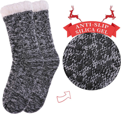 SDBING Women's Winter Super Soft Warm Cozy Fleece Lined Fuzzy Slipper Socks with Grippers