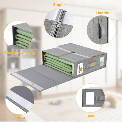 2-Pack Bed Sheet Organizers and Storage, Oxford Grey
