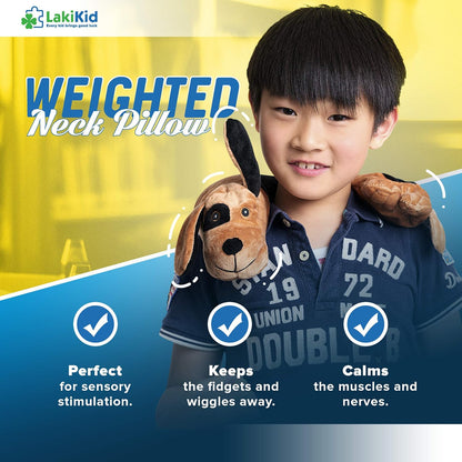 LakiKid Shoulder Wrap for Kids – Travel Pillow for Flights, Car Rides, & Adventures, Soft & Cuddly Neck Pillow Airplane for Kids Made of Polyester in an Adorable Beagle Design, Travel Fidget Toy