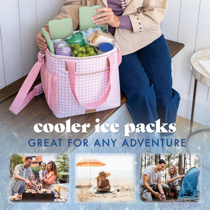 Cool Coolers by Fit & Fresh 4 Pack XL Slim Ice Packs, Quick Freeze Space Saving Reusable Ice Packs for Lunch Boxes or Coolers