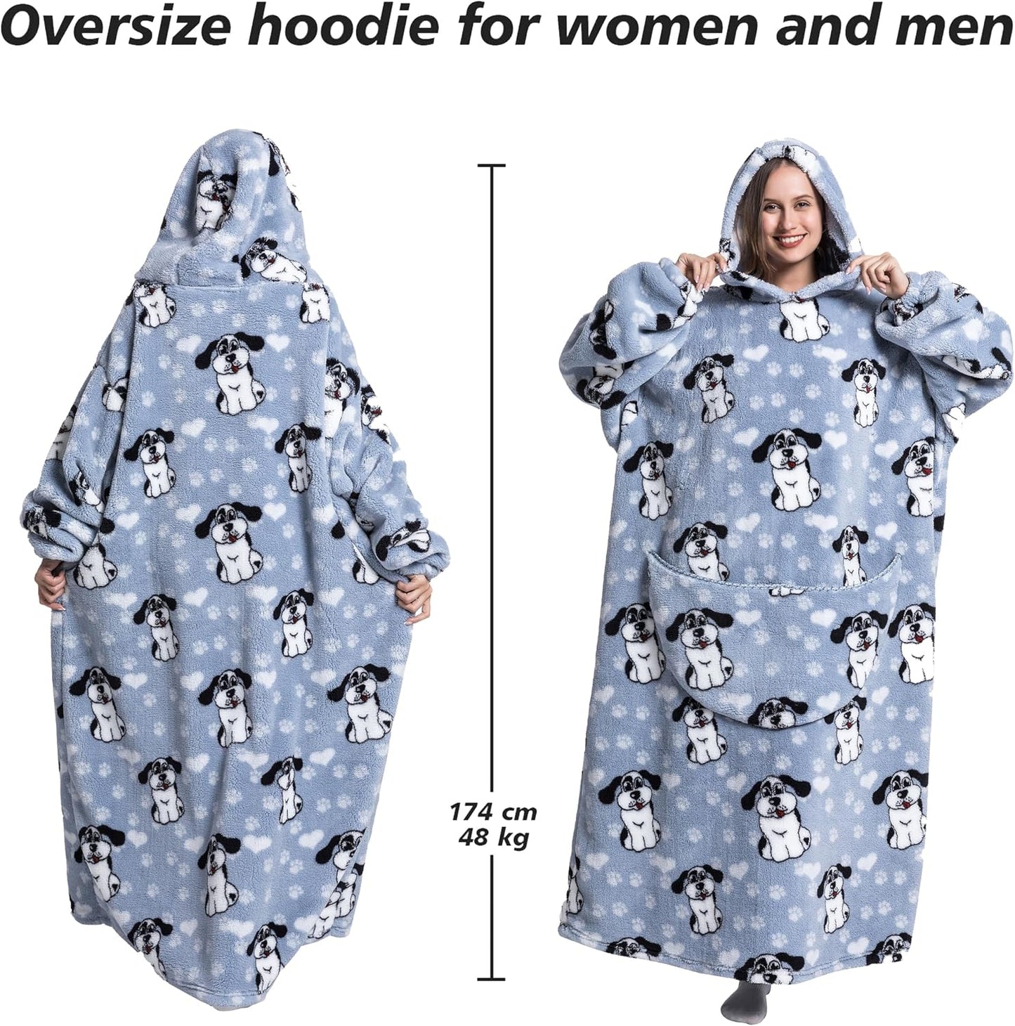 Capecage Blanket Hoodie, Long Hooded Blanket Sweatshirt as Birthday Gifts for Women Men, Long Wearable Blanket for Women Men.