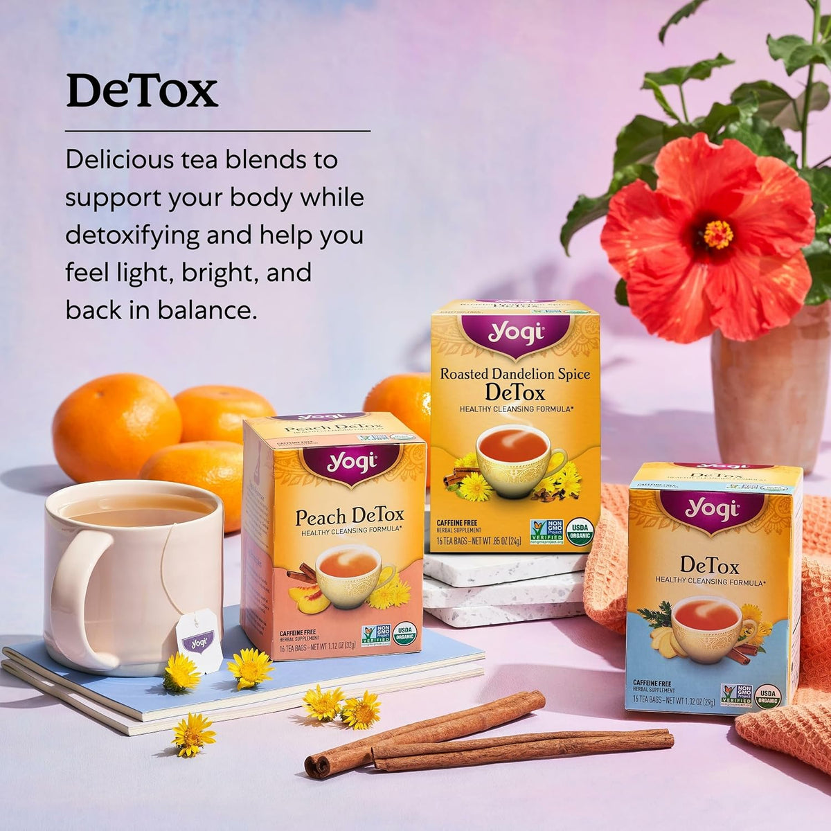 Yogi Soothing Rose Hibiscus Skin DeTox Tea, 16 Tea Bags (4 Pack)