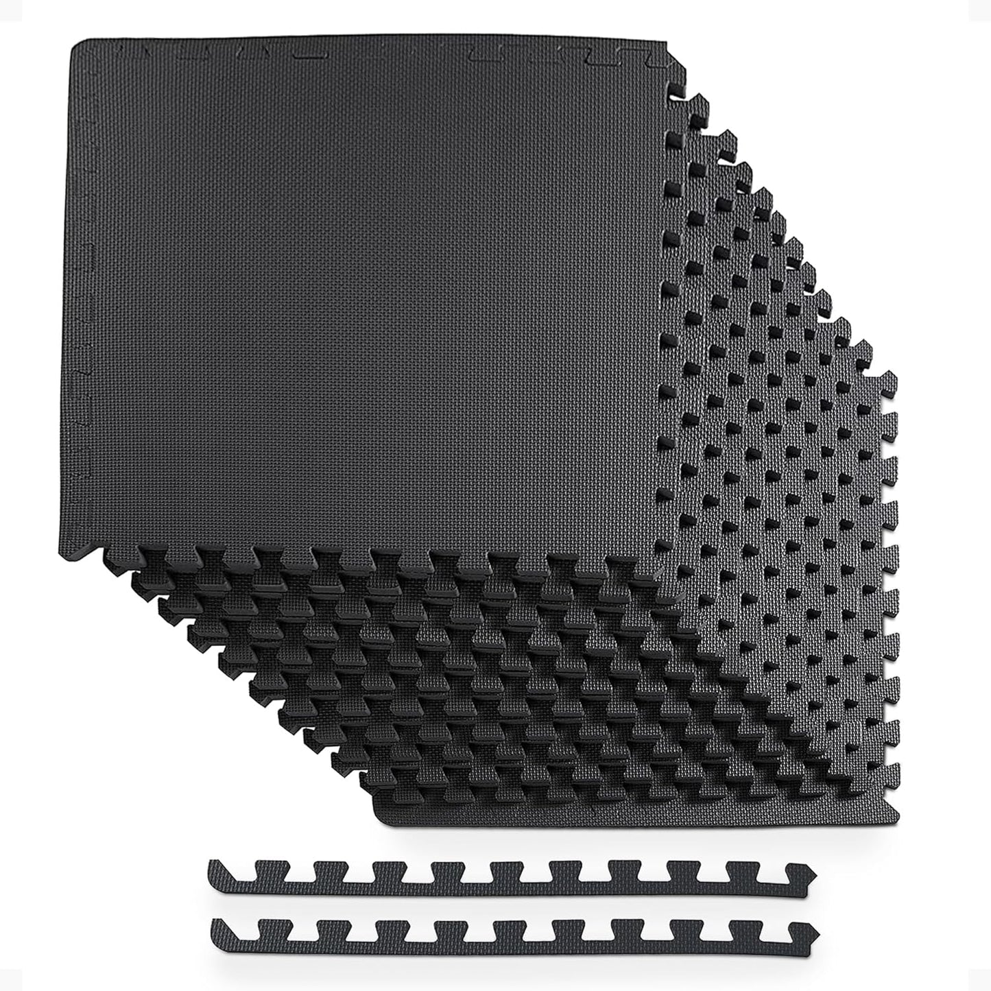 BalanceFrom Puzzle Exercise Mat 1/2" Thick, EVA Interlocking Foam Floor | Tiles for Home Gym, Mat for Home Workout Equipment, Floor Padding for Kids, Black, 24 in x 24 in x 1/2 in, 144 Sq Ft-36 Tiles