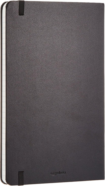 Amazon Basics Classic Lined Writing Notebook for Note Taking and Journaling, Hardcover with Elastic Closure, 240 Pages, 5" x 8.25", Black