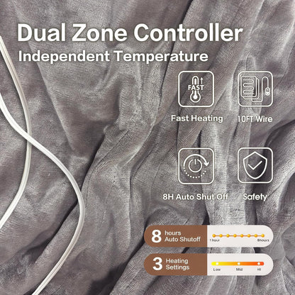 Tefici Electric Heated Blanket Throw, Super Cozy Soft 2-Layer Flannel 50" x 60" Heated Throw with 3 Heating Levels & 4 Hours Auto Off, Machine Washable, ETL&FCC Certified, Home Office Use, Red