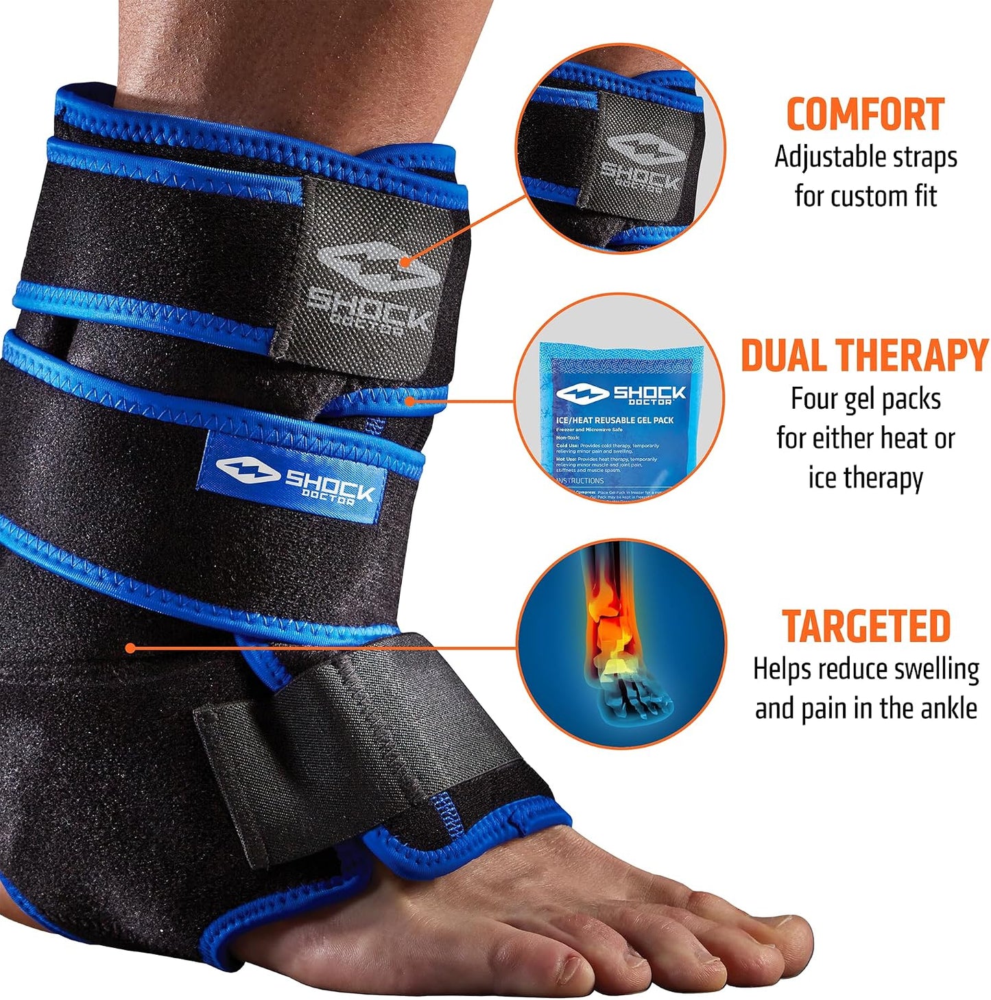 Shock Doctor Ice Recovery Compression Ankle Wrap
