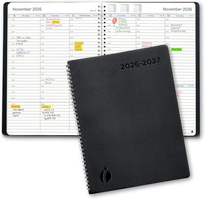 Academic Planner 2026-2027 - Hourly 2026-2027 Planner Weekly and Monthly - Appointment Book with Flexible Cover, Twin-Wire Binding - Simple Design for Productivity, June 2026 - July 2027. 8.5 x 11
