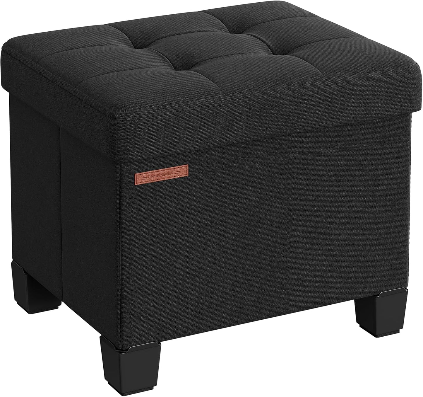 SONGMICS Storage Ottoman, Small Ottoman Foot Rest with Legs, 12.6 x 15.7 x 13.2 Inches Foot Stool, Load up to 660 lb, for Living Room, Bedroom, Dorm, Slate Gray ULSF012G01