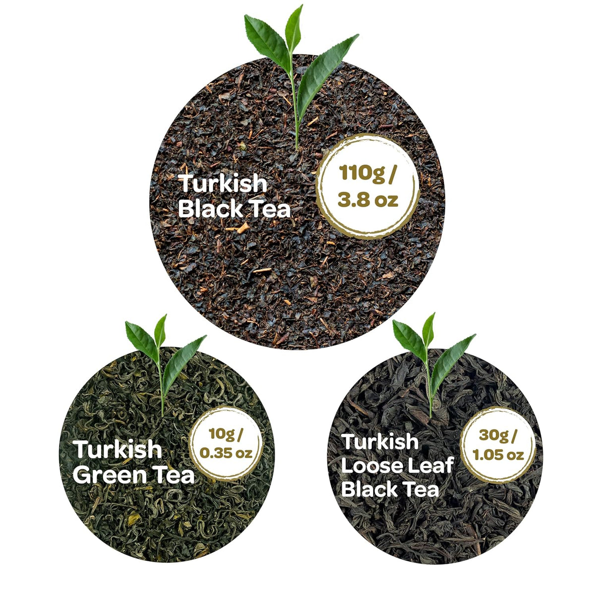 Lazika Loose Leaf Tea Set, Black Tea, Green Tea, Earl Grey, Tea Gift Set, 3.35 Oz (Pack of 3)