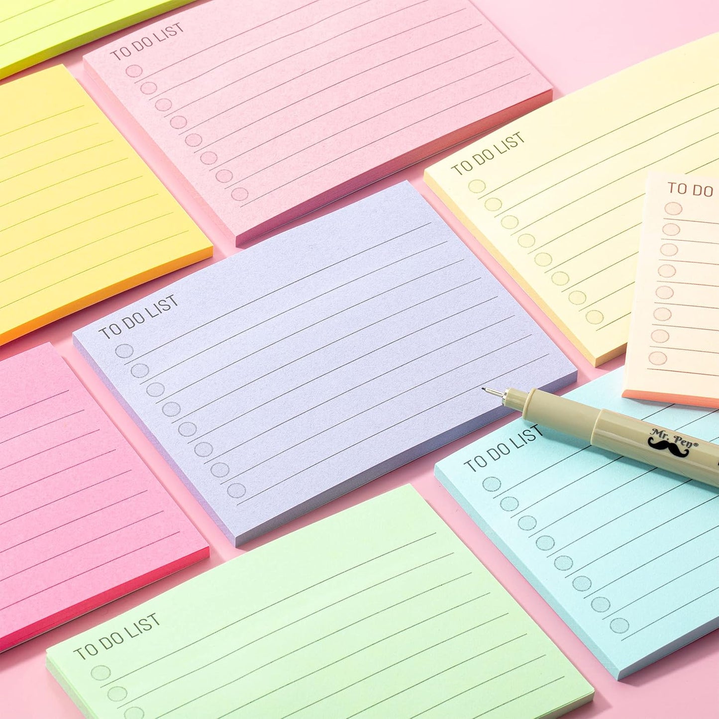 Mr. Pen- to Do List Sticky Notes, 3” x 5”, 9 Pads, 360 Sheets | Lined Checklist Sticky Pads with Smooth Writing, Easy Peel-Off, Thick Paper for Planning, Office, School & Daily Tasks