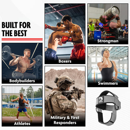 DMoose Fitness Neck Harness for Weight Lifting - Soft Padded Head & Chin Strap with 30" Heavy Duty Steel Chain - Neck Exerciser, Trainer & Strengthener to Support Injury Recovery and Intense Workouts