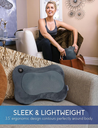 Zyllion Shiatsu Back and Neck Massager with Heat - 3D Electric Kneading Deep Tissue Massage Pillow for Muscle Pain Relief, Black, ZMA-13