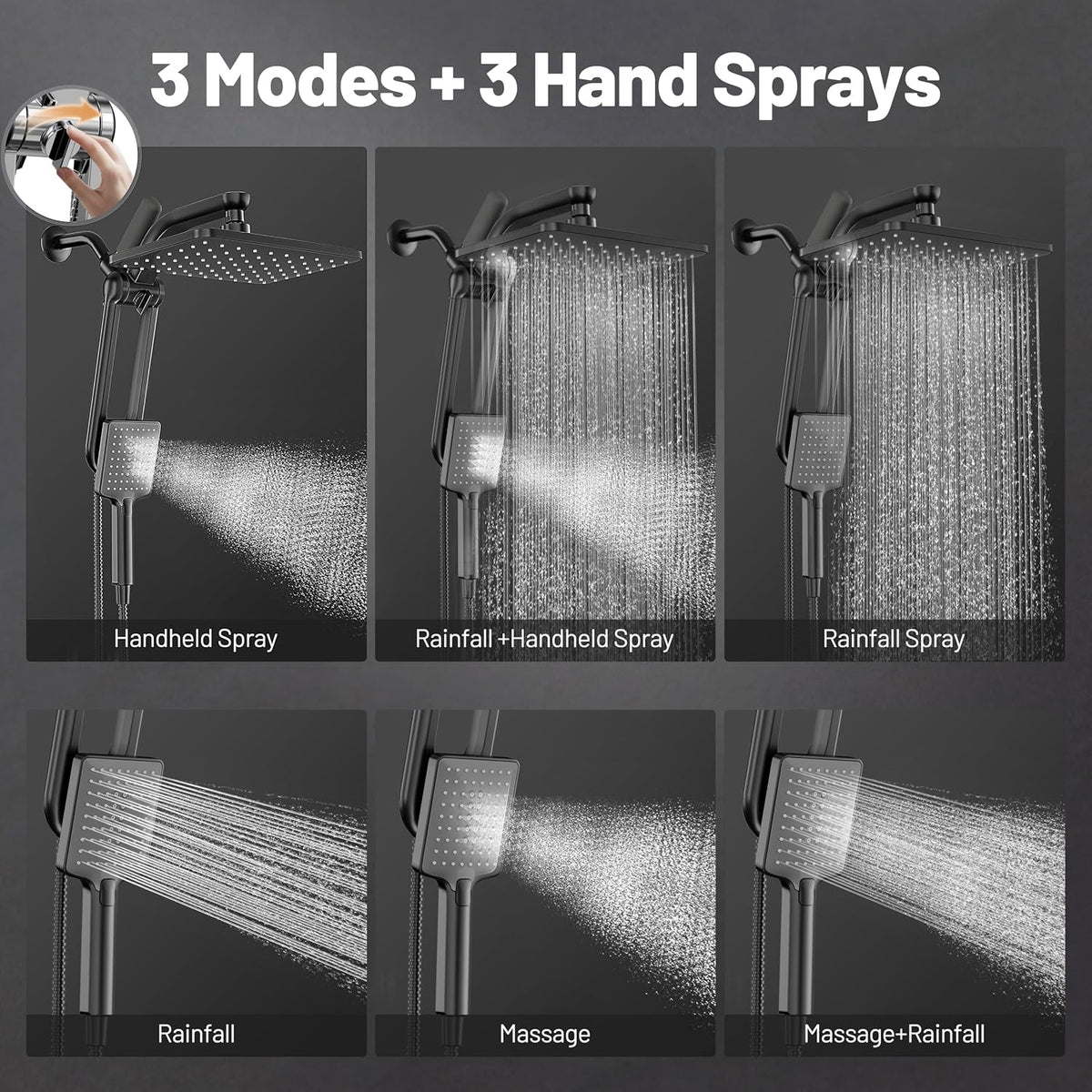 Dual Filtered Rainfall Handheld Showerhead Spray Combo with 7 Modes