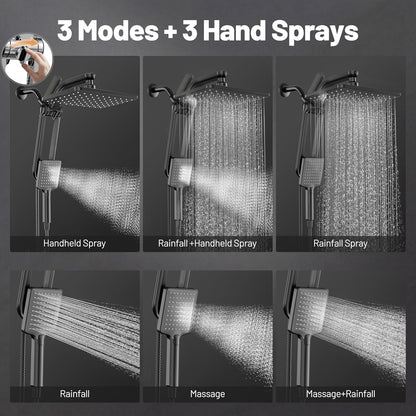 Dual Filtered Rainfall Handheld Showerhead Spray Combo with 7 Modes
