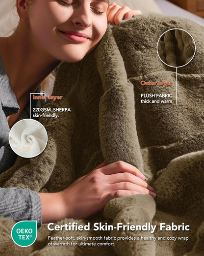 Homemate Electric Heated Blanket Twin - 62"x84" Heating Bed Blankets Throw with 10 Heating Levels 8 Hours Auto Off Fast Heating Over-Heated Protection Ultra Soft Warm Flannel ETL Certified Grey - Colors B