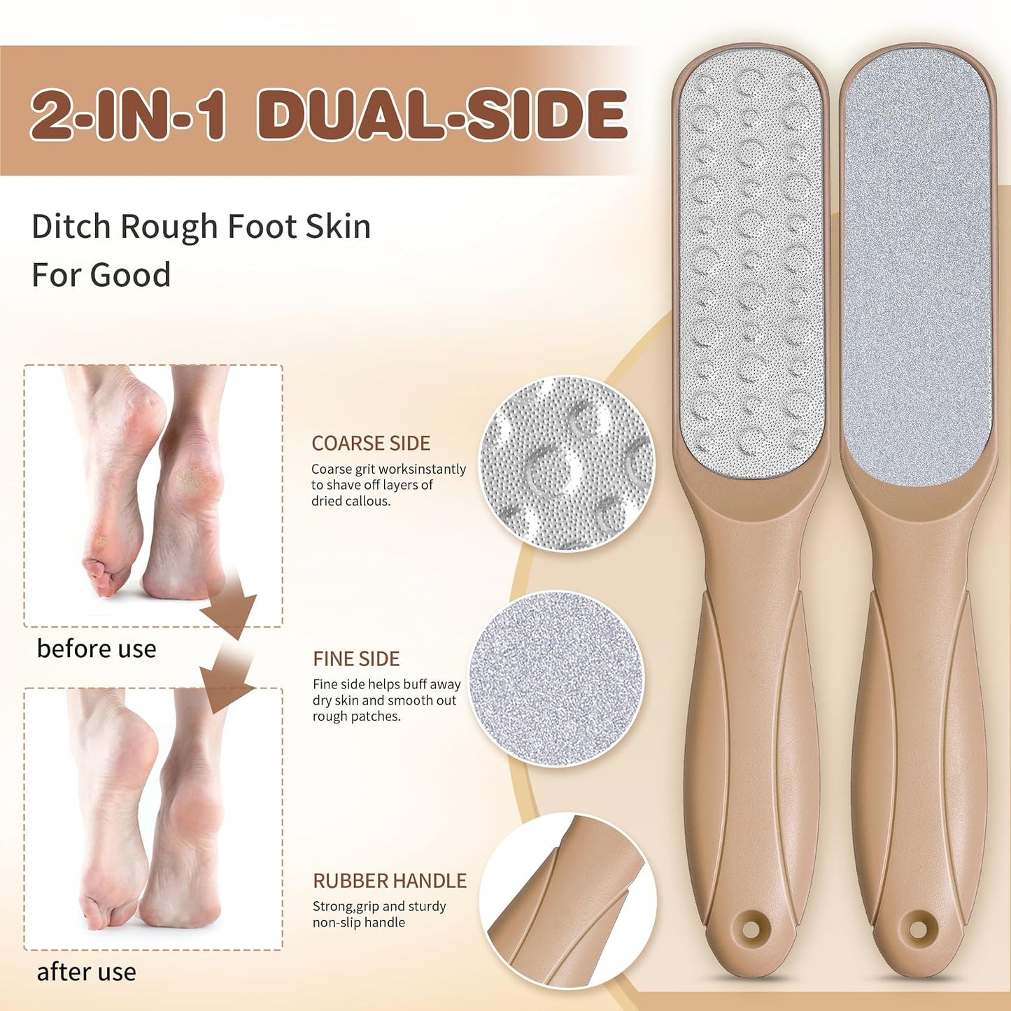 Coconut & Vanilla Foot Soak Set - Salts, Foot File, Scrub & Urea Cream Pedicure Supplies for Dry, Cracked Feet - Foot Spa Pedicure Kit for Women Men