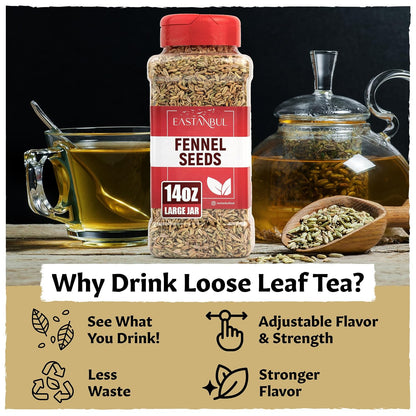 Eastanbul Fennel Seed, Loose Fennel Tea, Natural Vegan, Gluten Free, 14.1oz