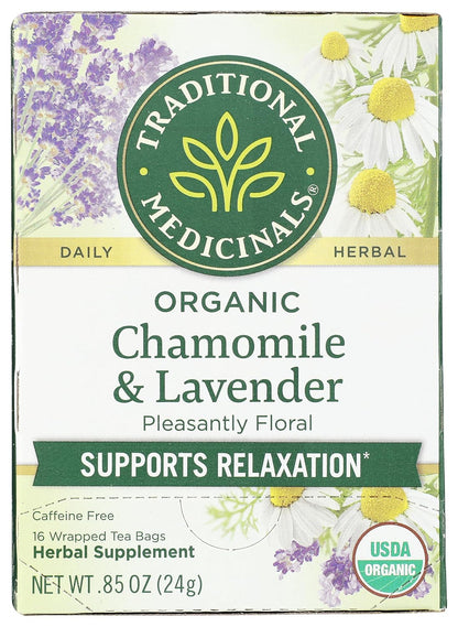 Traditional Medicinals Organic Chamomile with Lavender Herbal Tea, 16 Tea Bags (Pack of 1)