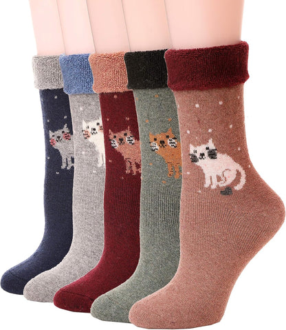 EBMORE Merino Wool Socks for Women Hiking Thermal Warm Winter Thick Boot Cozy Crew Comfy Work Socks for Ladies 5 Pairs